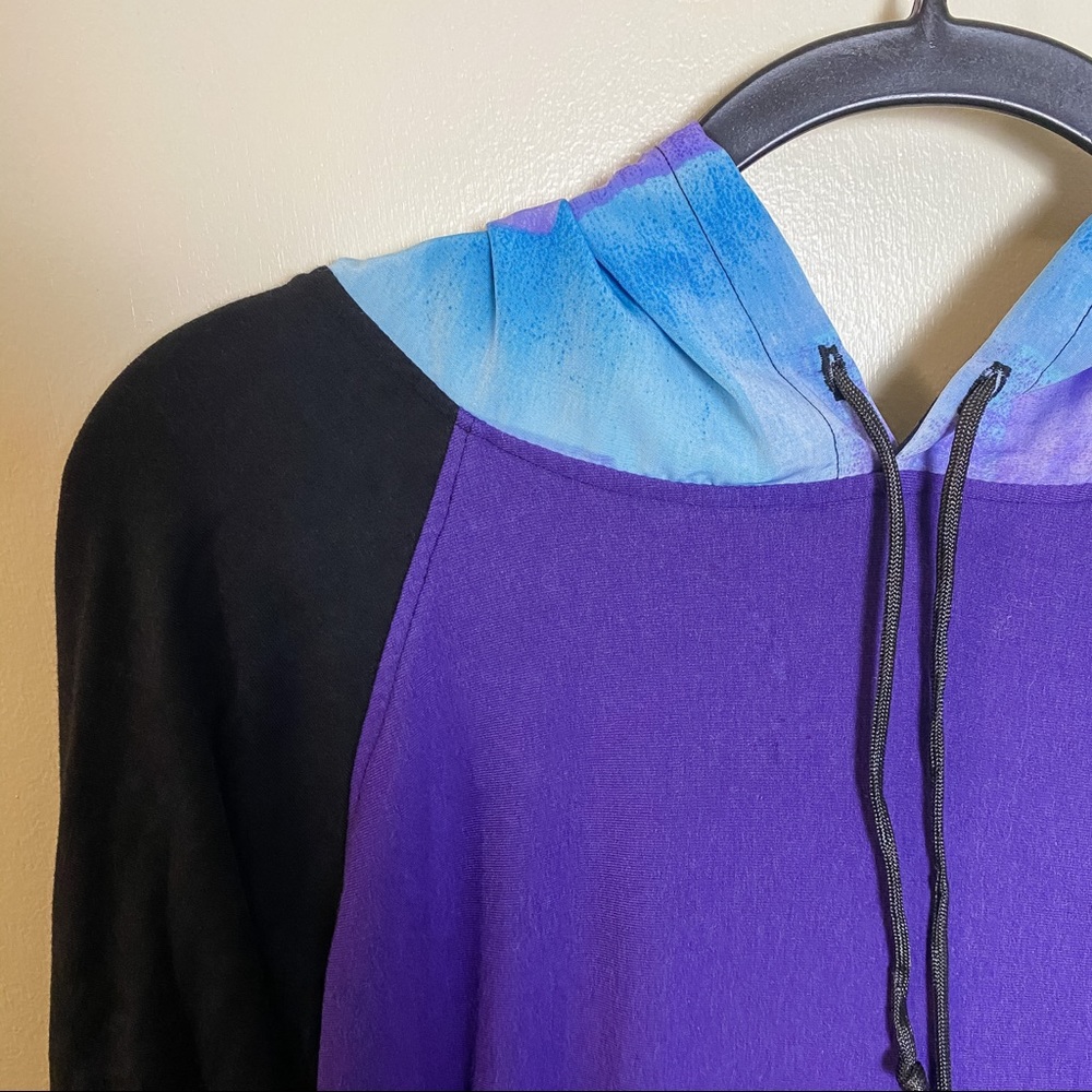 Custom Patchwork Purple Raglan Hoodie - Picture 2 of 6